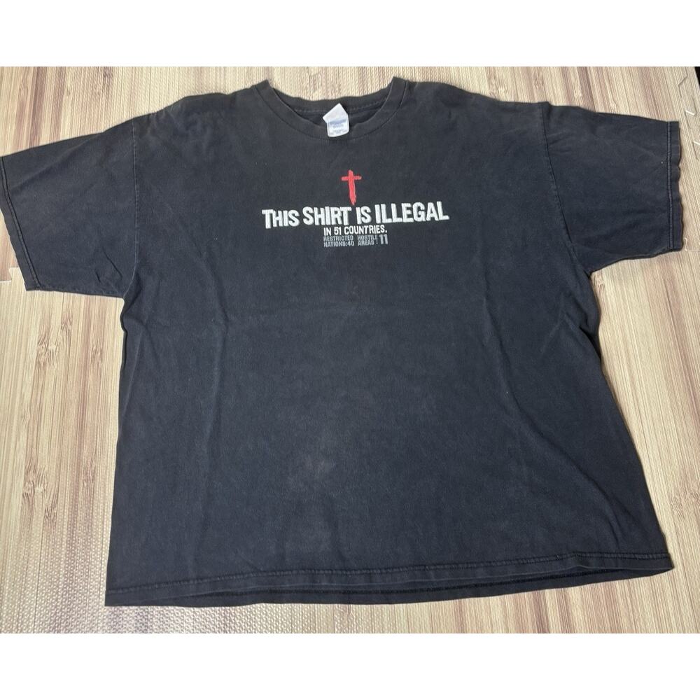 Jesus Shirt Illegal in 53 Countries Power of God Cross Graphic T Shirt Mens 2XL